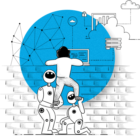 Two Robots One Man